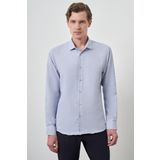 Erkek Mavi Slim Fit İtalyan Yaka Gömlek