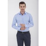 Erkek Mavi Slim Fit Pamuklu Uzun Kollu Gömlek