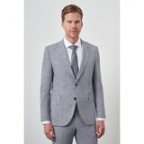 Erkek Mavi Tend Keten Slim Fit Sivri Yaka Takım Elbise - 46 - 6 Drop