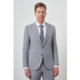 Erkek Mavi Tend Keten Slim Fit Sivri Yaka Takım Elbise