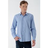 Erkek Mavi Trend Baskılı Desenli İtalyan Yaka Slim Fit Gömlek
