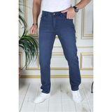 Erkek Mavi Üstten Cepli Armürlü Regular Fit Rahat Kesim Esnek Chino Keten/kanvas Koton Pantolon - 31