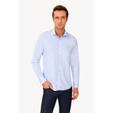Erkek Mavi Uzun Kol Puantiyeli Slim Fit Gömlek