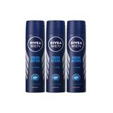 Erkek Men Fresh Active Deodorant Sprey 150 ml 3 Lü