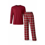 Erkek Mevsimlik Uzun Kollu 3 Düğmeli Ekose Alt Pijama Takımı 16649