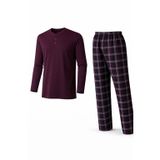 Erkek Mevsimlik Uzun Kollu 3 Düğmeli Ekose Alt Pijama Takımı 16652
