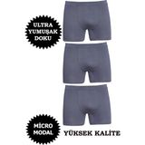 Erkek Micro Modal Boxer Yüksek Kalite 3'lü Paket - Füme