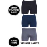 Erkek Micro Modal Boxer Yüksek Kalite 3'lü Paket - Karışık