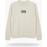 Erkek Minimal Gögüs Baskili Bisiklet Yaka Sweatshirt - New Plas - 02S-Bej - 2XL