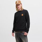 Erkek Minimal Logo Baskili Bisiklet Yaka Sweatshirt - Brandy - 001-Siyah - XL