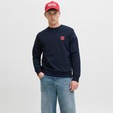 Erkek Minimal Logo Baskili Bisiklet Yaka Sweatshirt - Brandy - 01L-Lacivert
