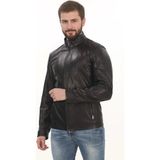 Erkek Minimal ve Çekici Derimont Ceket Erkek Hakiki Kuzu Derisi Slim Fit Siyah Mont - 3XL