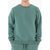 Erkek Mint Sweatshirt Bisiklet Yaka Rahat Kalıp 3 iplik Şardonlu Nakışlı