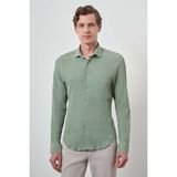 Erkek Mint Yeşili Gofre Trend Desenli Dynamic Fit Italyan Yaka Gömlek - 2XL