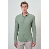 Erkek Mint Yeşili Gofre Trend Desenli Dynamic Fit İtalyan Yaka Gömlek