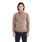 Erkek Modern Düğmeli Dik Yaka Fitted Kalıp Triko Kazak Soğuk Kış Günleri İçin İdeal Şık Seçim -Vizon-2XL