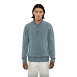 Erkek Modern Düğmeli Dik Yaka Fitted Kalıp Triko Kazak Soğuk Kış Günleri İçin İdeal Şık Seçim -Zümrüt Yeşili-L
