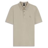 Erkek Monogram Logo Kabartmalı Normal Kalıp Yumuşak Pamuklu Kısa Kollu Bej Polo Yaka T-Shirt 50555829-286