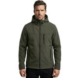 Erkek Mont İçi Polarlı Softshell Mont Su ve Rüzgar Geçirmez Kapüşonlu Spor Mont Haki S