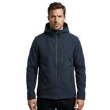 Erkek Mont İçi Polarlı Softshell Mont Su ve Rüzgar Geçirmez Kapüşonlu Spor Mont Lacivert S