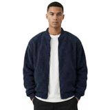 Erkek Mont Peluş İçi Astarlı Oversize Geniş Kalıp Sherpa Kuzu Kumaş Spor Mont (Lacivert, 2XL)