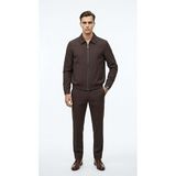 Erkek Mont - Slim Fit Bomber Ceket - Fermuarlı Esnek Kumaş Günlük Şık Casual Mevsimlik Ceket (Kahverengi, Medium)