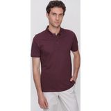 Erkek Mürdüm Basic Düz %100 Pamuk Slim Fit Dar Kesim Kısa Kollu Polo Yaka Tişört