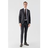 Erkek Mürdüm Poliviskon Trend Ekoseli Slim Fit Mono Yaka Takım Elbise