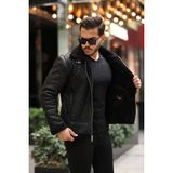 Erkek Napa Deri Içi Full Kürklü Slim Fit Mont & Ceket - Siyah