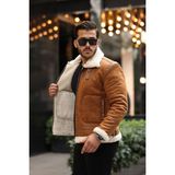 Erkek Napa Deri Içi Full Kürklü Slim Fit Mont & Ceket - Taba