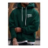 Erkek Nasa Yazı Detay Baskılı Kapüşonlu Sweatshirt