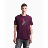 Erkek Nefes Alabilen Pamuklu Jarse Kumaş Desenli Kısa Kollu Mor T-Shirt EM006924 AF14795-FA022