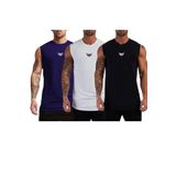 Erkek Nem Emici Hızlı Kuruma Atletik Teknik Performans Sporcu Sıfır Kol T-shirt (LACİVERT-BEYAZ-SİYAH, S)