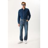 Erkek Nicolas Regular Fit Dark Blue Jean Gömlek%100 Pamuk - Dark Blue DARK BLUE