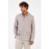 Erkek Nicolas Regular Fit%100 Keten Gömlek - Gri GRİ