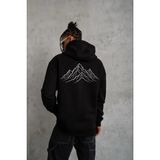 Erkek Nihilist Penguen Baskılı 3 Iplik Pamuklu Kapüşonlu Sweatshirt Hoodie Siyah - XL