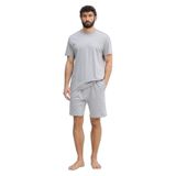 Erkek Normal Kalıp İki Parçalı Pamuklu Gri Pijama Takımı LV00NM2900-3IL