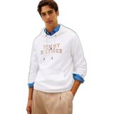 Erkek Normal Kalıp Kapüşonlu Logo Kabartmalı Uzun Kollu Beyaz Sweatshirt MW0MW42528-YBR