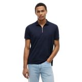 Erkek Normal Kalıp Kolu Bayrak Logolu Pamuklu Yarım Fermuarlı Kısa Kollu Siyah Polo Yaka T-Shirt MW0MW43269-BDS