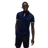 Erkek Normal Kalıp Kolunda ve Yakasında Çizgi Desenli Kısa Kollu Beyaz Polo Yaka T-Shirt MW0MW43296-YBR