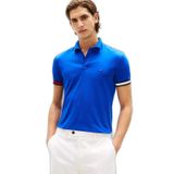 Erkek Normal Kalıp Logo Bayrak İşlemeli Pamuklu Kısa Kollu Mavi Polo Yaka T-Shirt MW0MW42743-C7F