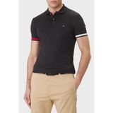 Erkek Normal Kalıp Logo Bayrak İşlemeli Pamuklu Kısa Kollu Siyah Polo Yaka T-Shirt MW0MW42743-BDS