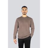 Erkek Normal Kalıp Logo Desenli Yuvarlak Yakalı Pamuklu Uzun Kollu Kahverengi Sweatshirt 15311861-365