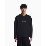 Erkek Normal Kalıp Yuvarlak Yakalı Logo Detaylı Pamuklu Çift Jarse Kumaşlı Siyah Sweatshirt EM007352 AF10013-MB844
