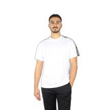 Erkek Normal Kalıp Yuvarlak Yakalı Omzu Logo Şerit Bantlı Kısa Kollu Beyaz T-Shirt 79GAHC02CJ01C-003
