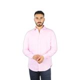 Erkek Normal Kalıp%100 Keten Düz Uzun Kollu Pembe Gömlek 25413006CF-133