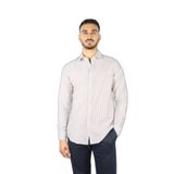 Erkek Normal Kesim Çizgili Pamuklu Uzun Kollu Beyaz Gömlek 25413202CF-VA3