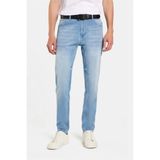 Erkek Normal Kesim Denim Yıkamalı Düz Paça Açık Mavi Jean Kot Pantolon