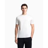 Erkek Normal Kesim Dokulu Logo Detaylı Yuvarlak Yakalı Pamuklu Kısa Kollu Beyaz T-Shirt EM004593 AF10762-F0201
