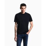 Erkek Normal Kesim Dokulu Logo Detaylı Yuvarlak Yakalı Pamuklu Kısa Kollu Lacivert T-Shirt EM004593 AF10762-FB438